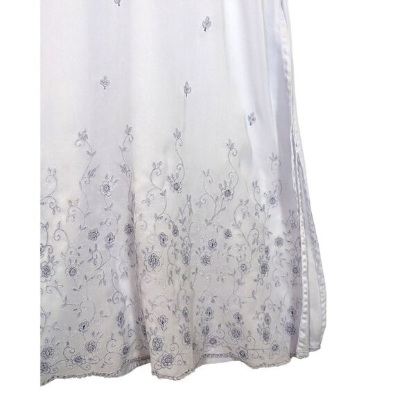 Handmade Lace Nightgown Womens Med White Lavender Lace Tatting Detail Semi Sheer - Picture 6 of 6